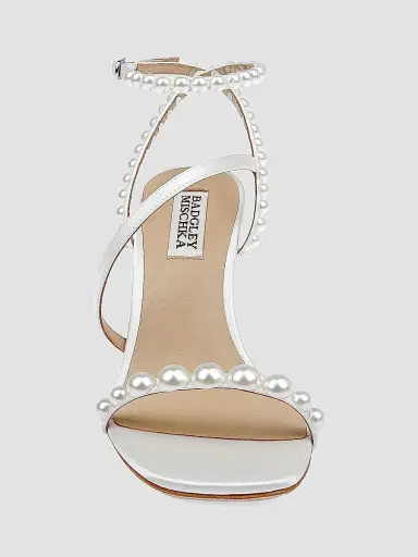 Badgley Mischka Women's Jordyn 85MM Satin Embelllished Sandals - White Satin | Thumbnail 4 Badgley Mischka Women's Jordyn 85MM Satin Embelllished Sandals - White Satin | Thumbnail 4