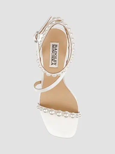 Badgley Mischka Women's Jordyn 85MM Satin Embelllished Sandals - White Satin | Thumbnail 5 Badgley Mischka Women's Jordyn 85MM Satin Embelllished Sandals - White Satin | Thumbnail 5