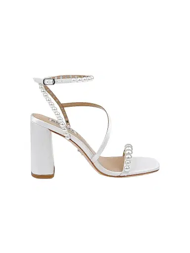Badgley Mischka Women's Jordyn 85MM Satin Embelllished Sandals - White Satin | Thumbnail 1 Badgley Mischka Women's Jordyn 85MM Satin Embelllished Sandals - White Satin | Thumbnail 1