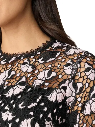 Shoshanna Women's Gracie Two-Tone Floral Lace Minidress - Black Pink | Thumbnail 4 Shoshanna Women's Gracie Two-Tone Floral Lace Minidress - Black Pink | Thumbnail 4