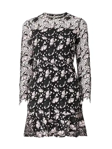 Shoshanna Women's Gracie Two-Tone Floral Lace Minidress - Black Pink | Thumbnail 1 Shoshanna Women's Gracie Two-Tone Floral Lace Minidress - Black Pink | Thumbnail 1