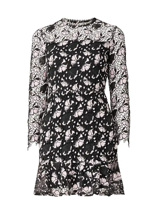 Women's Gracie Two-Tone Floral Lace Minidress - Black Pink