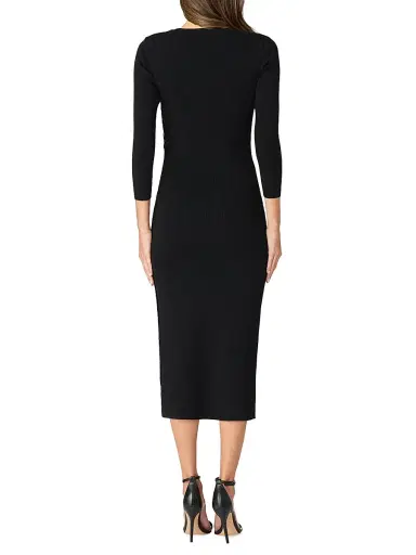 Shoshanna Women's Dela Sequin Ruffle Three-Quarter Sleeve Midi-Dress - Jet | Thumbnail 3 Shoshanna Women's Dela Sequin Ruffle Three-Quarter Sleeve Midi-Dress - Jet | Thumbnail 3