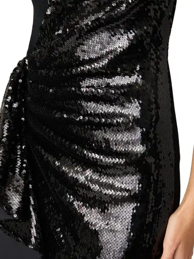 Shoshanna Women's Dela Sequin Ruffle Three-Quarter Sleeve Midi-Dress - Jet | Thumbnail 4 Shoshanna Women's Dela Sequin Ruffle Three-Quarter Sleeve Midi-Dress - Jet | Thumbnail 4