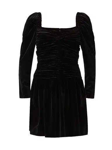 Shoshanna Women's Mari Ruched Velvet Minidress - Jet | Thumbnail 1 Shoshanna Women's Mari Ruched Velvet Minidress - Jet | Thumbnail 1