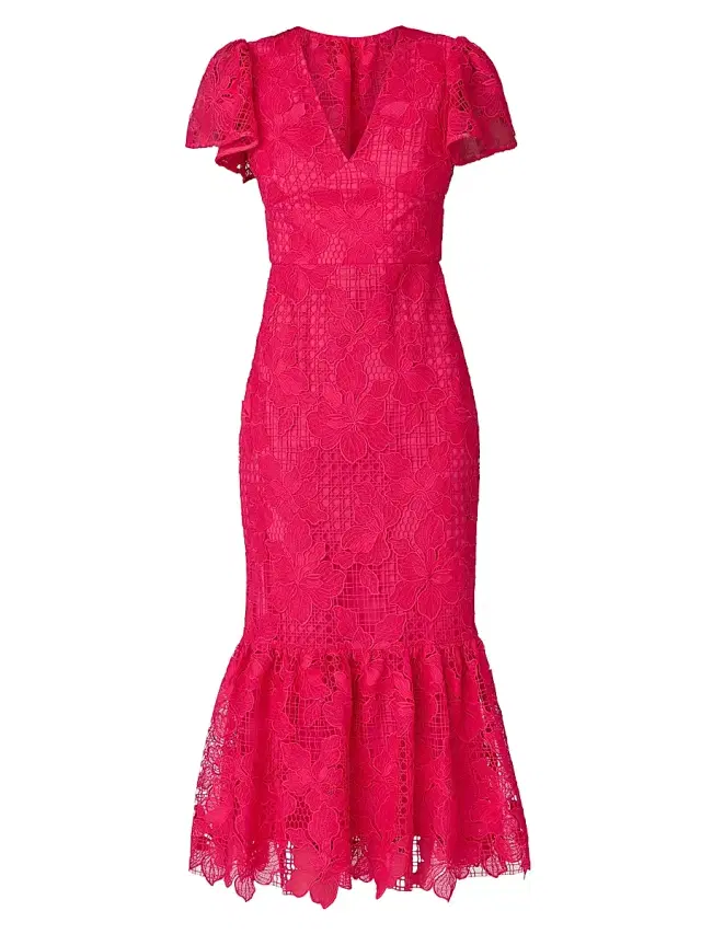 Shoshanna Women's Philipa Lace Midi-Dress - Magenta