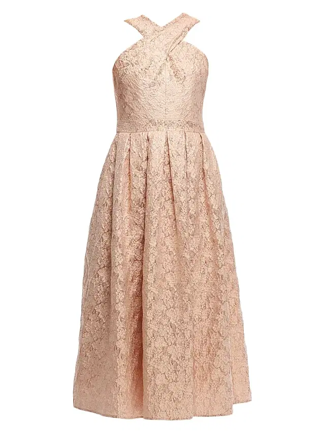 Shoshanna Women's Ivanna Floral Crisscross Halterneck Dress - Rose Gold