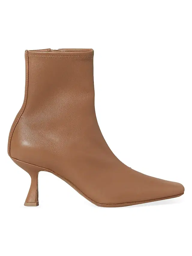 Loeffler Randall Women's Thandy Curved Heel Leather Booties - Safari
