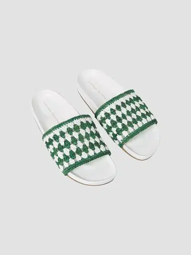 Loeffler Randall Women's Henri Crochet Raffia Slide Sandals - White Green | Thumbnail 5 Loeffler Randall Women's Henri Crochet Raffia Slide Sandals - White Green | Thumbnail 5