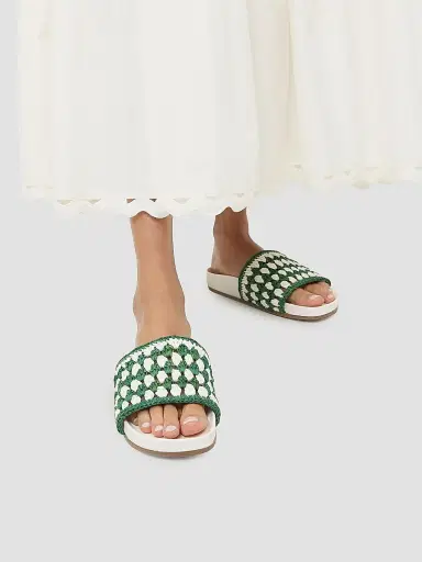 Loeffler Randall Women's Henri Crochet Raffia Slide Sandals - White Green | Thumbnail 6 Loeffler Randall Women's Henri Crochet Raffia Slide Sandals - White Green | Thumbnail 6