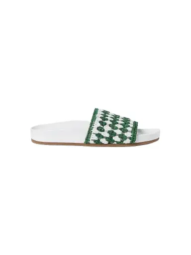 Loeffler Randall Women's Henri Crochet Raffia Slide Sandals - White Green | Thumbnail 1 Loeffler Randall Women's Henri Crochet Raffia Slide Sandals - White Green | Thumbnail 1