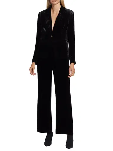 Elie Tahari Women's The Veronica Single-Button Velvet Blazer - Noir | Thumbnail 2 Elie Tahari Women's The Veronica Single-Button Velvet Blazer - Noir | Thumbnail 2