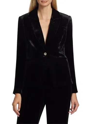 Elie Tahari Women's The Veronica Single-Button Velvet Blazer - Noir | Thumbnail 3 Elie Tahari Women's The Veronica Single-Button Velvet Blazer - Noir | Thumbnail 3
