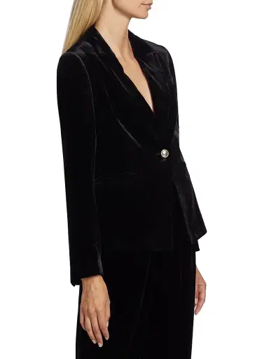 Elie Tahari Women's The Veronica Single-Button Velvet Blazer - Noir | Thumbnail 4 Elie Tahari Women's The Veronica Single-Button Velvet Blazer - Noir | Thumbnail 4