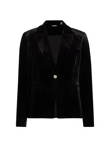 Elie Tahari Women's The Veronica Single-Button Velvet Blazer - Noir | Thumbnail 1 Elie Tahari Women's The Veronica Single-Button Velvet Blazer - Noir | Thumbnail 1