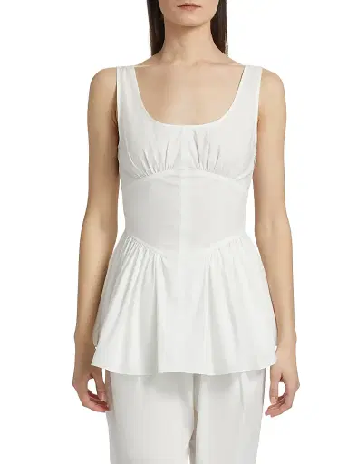 Proenza Schouler White Label Women's Bader Sleeveless Stretch Poplin Peplum Top - White | Thumbnail 3 Proenza Schouler White Label Women's Bader Sleeveless Stretch Poplin Peplum Top - White | Thumbnail 3