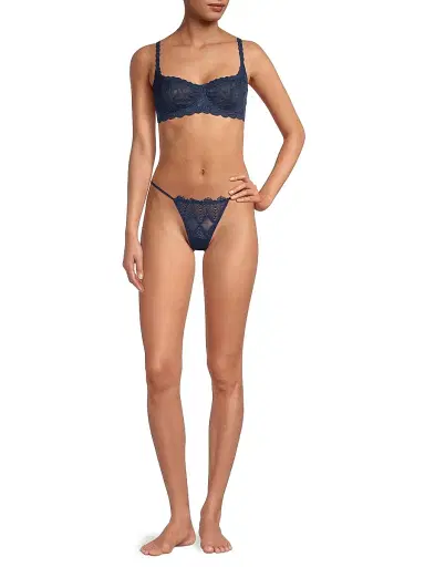 Cosabella Women's Never Say Never Lace Balconette Bra - Navy Blue | Thumbnail 2 Cosabella Women's Never Say Never Lace Balconette Bra - Navy Blue | Thumbnail 2