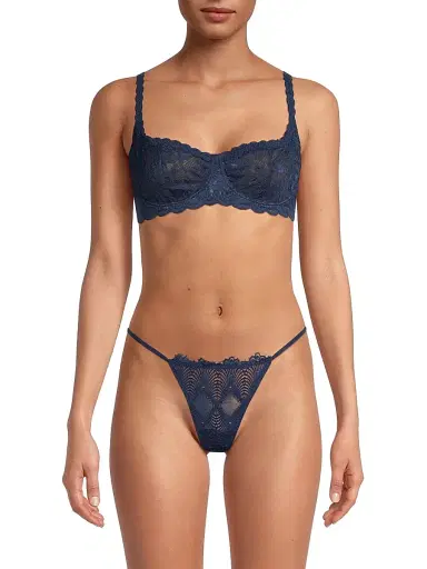 Cosabella Women's Never Say Never Lace Balconette Bra - Navy Blue | Thumbnail 3 Cosabella Women's Never Say Never Lace Balconette Bra - Navy Blue | Thumbnail 3