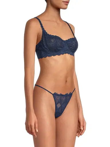Cosabella Women's Never Say Never Lace Balconette Bra - Navy Blue | Thumbnail 4 Cosabella Women's Never Say Never Lace Balconette Bra - Navy Blue | Thumbnail 4