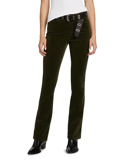 L'AGENCE Women's Stevie High-Rise Velvet Straight-Leg Jeans - Pine | Thumbnail 3 L'AGENCE Women's Stevie High-Rise Velvet Straight-Leg Jeans - Pine | Thumbnail 3