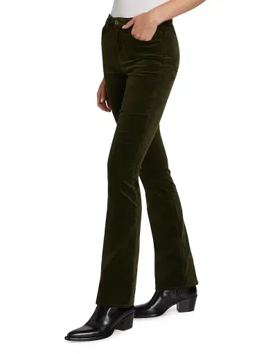 L'AGENCE Women's Stevie High-Rise Velvet Straight-Leg Jeans - Pine | Thumbnail 4 L'AGENCE Women's Stevie High-Rise Velvet Straight-Leg Jeans - Pine | Thumbnail 4