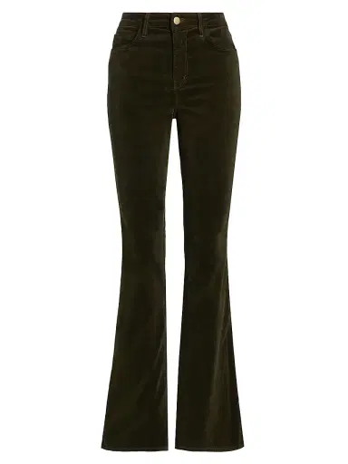 L'AGENCE Women's Stevie High-Rise Velvet Straight-Leg Jeans - Pine | Thumbnail 1 L'AGENCE Women's Stevie High-Rise Velvet Straight-Leg Jeans - Pine | Thumbnail 1