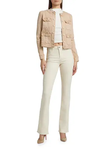 L'AGENCE Women's Selma Coated Sleek High-Rise Baby Boot Jeans - French Vanilla Coated | Thumbnail 2 L'AGENCE Women's Selma Coated Sleek High-Rise Baby Boot Jeans - French Vanilla Coated | Thumbnail 2