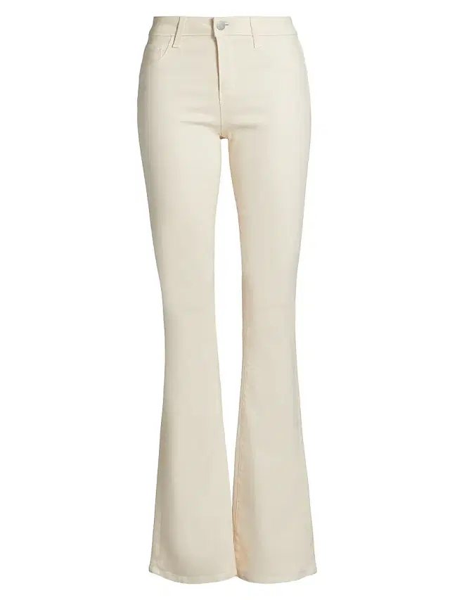 L'AGENCE Women's Selma Coated Sleek High-Rise Baby Boot Jeans - French Vanilla Coated