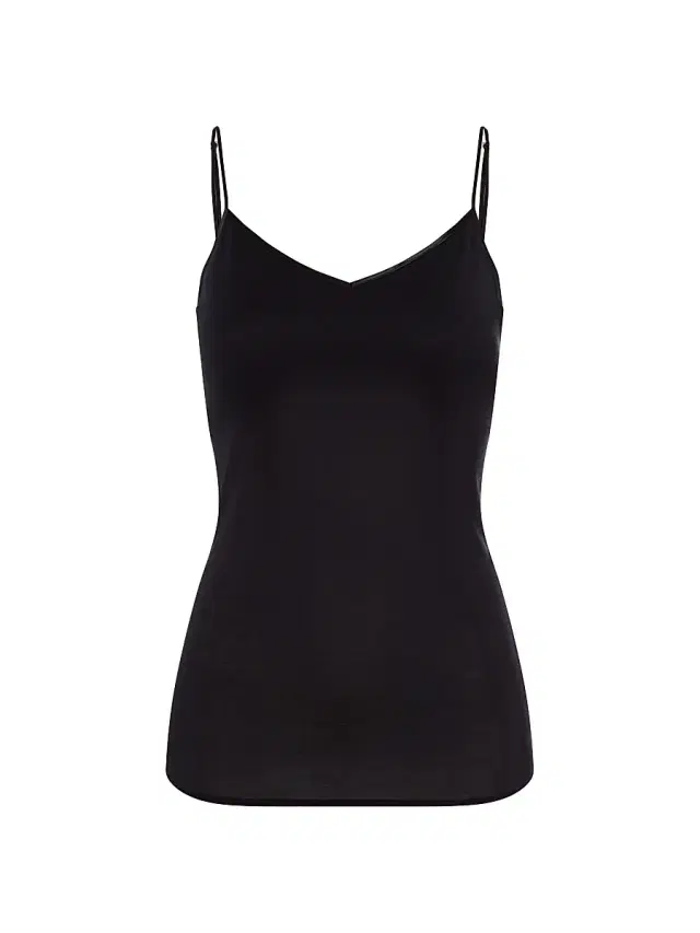 Hanro Women's Seamless & Padded Spaghetti-Strap Cotton Cami - Black