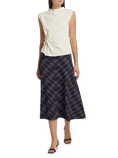 Tanya Taylor Women's Robin Knot Cap-Sleeve Blouse - Cream | Thumbnail 2