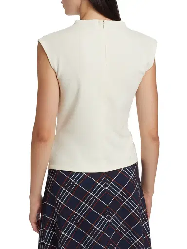 Tanya Taylor Women's Robin Knot Cap-Sleeve Blouse - Cream | Thumbnail 5