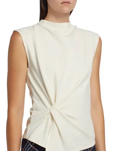 Tanya Taylor Women's Robin Knot Cap-Sleeve Blouse - Cream | Thumbnail 6