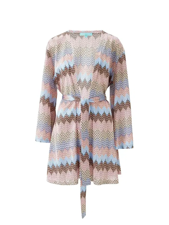 Melissa Odabash Women's Anna Zigzag Knit Self-Tie Caftan - Zigzag Stripe