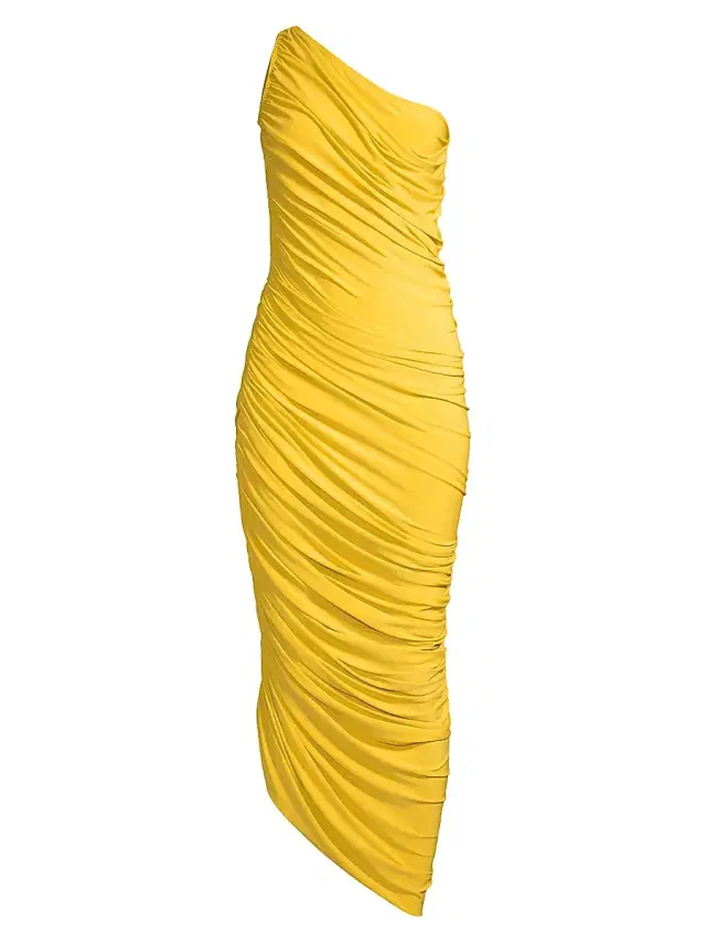 Norma Kamali Women's Diana Ruched One-Shoulder Gown - Lemon