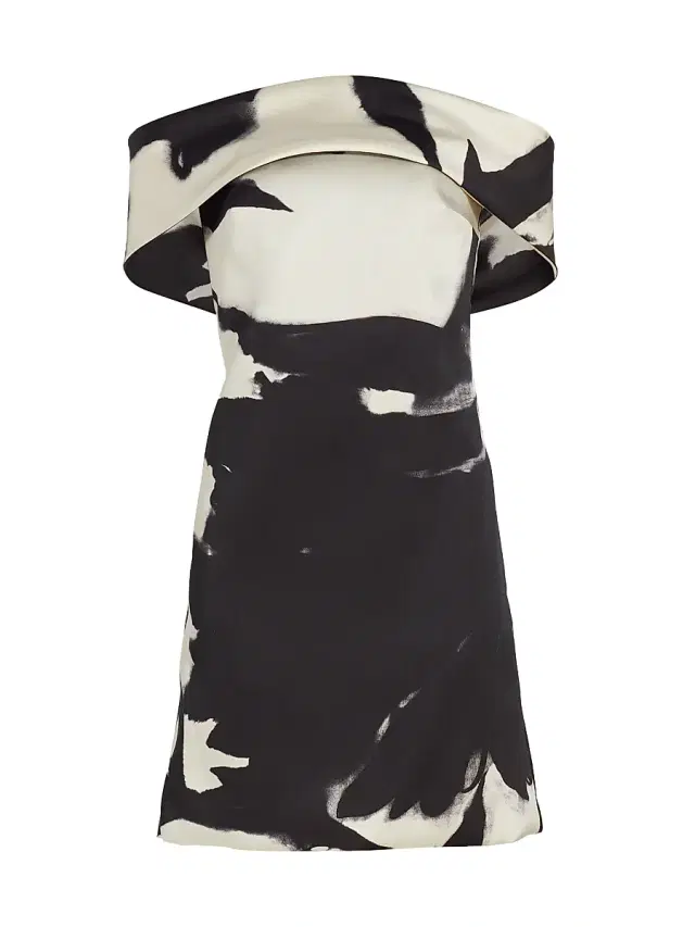 Amsale Women's Mikado Bow-Back Shadow Minidress - Black White