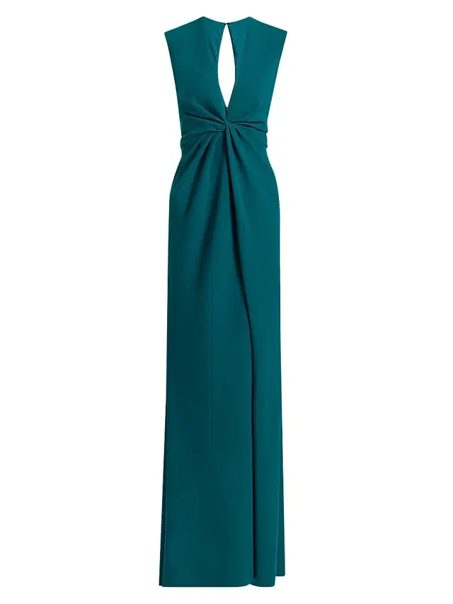 Amsale Women's Stretch Crêpe Column Gown - Teal