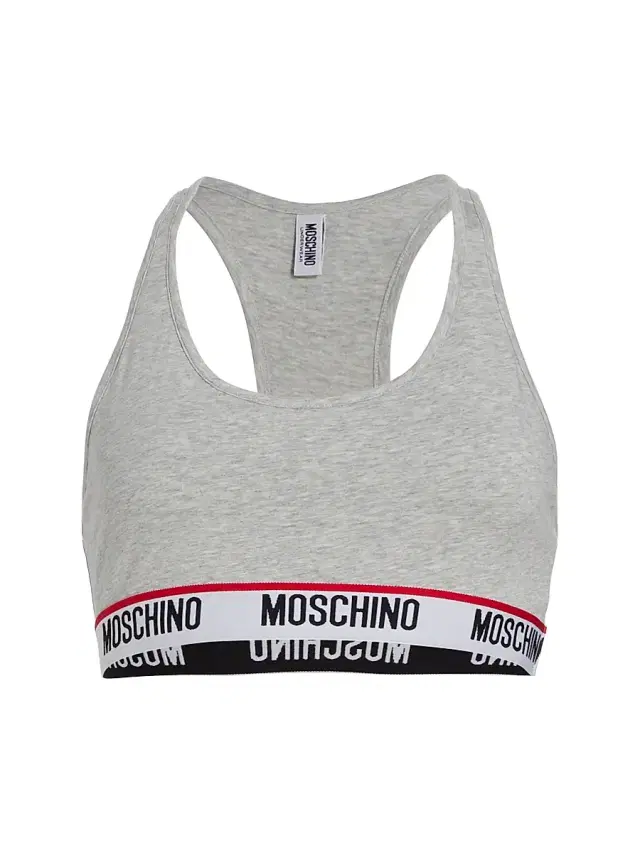MOSCHINO Women's Logo Tape Bra - Grey Archived