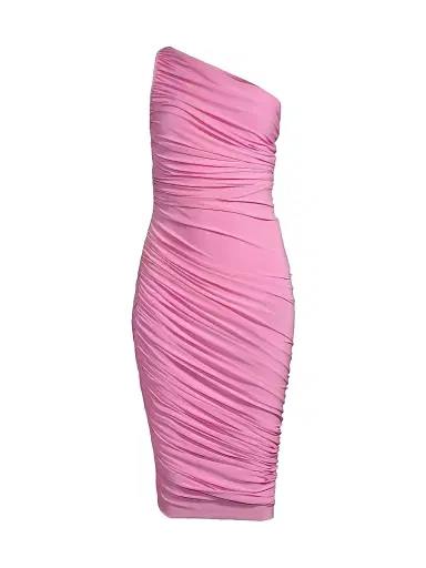 Norma Kamali Women's Diana Ruched One-Shoulder Midi-Dress - Candy Pink | Thumbnail 1