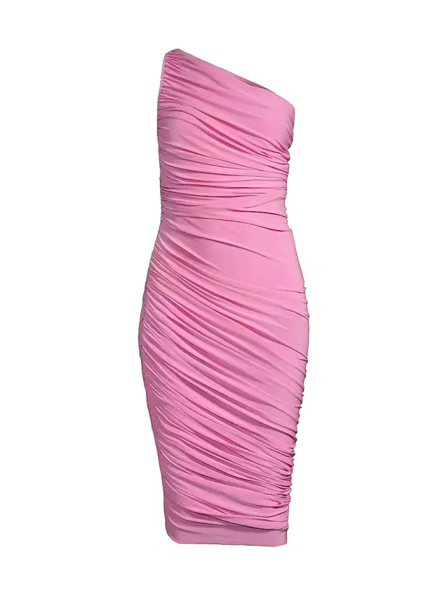 Norma Kamali Women's Diana Ruched One-Shoulder Midi-Dress - Candy Pink