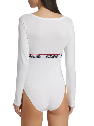 Moschino Women's Stretch Cotton Logo Bodysuit - Whitearchived | Thumbnail 5 Moschino Women's Stretch Cotton Logo Bodysuit - Whitearchived | Thumbnail 5