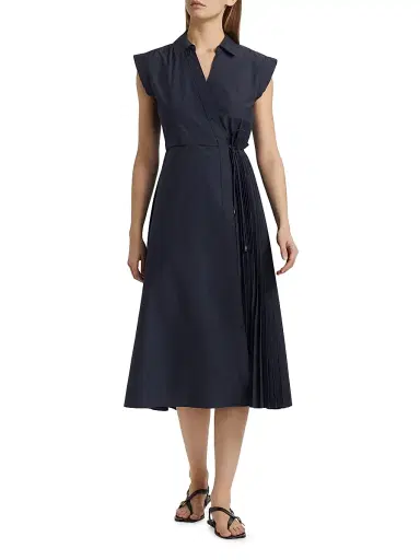 Tanya Taylor Women's Shivon Pintucked Midi-Dress - Maritime Blue | Thumbnail 3