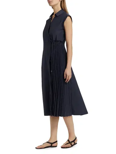 Tanya Taylor Women's Shivon Pintucked Midi-Dress - Maritime Blue | Thumbnail 4