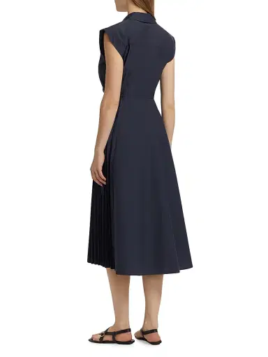 Tanya Taylor Women's Shivon Pintucked Midi-Dress - Maritime Blue | Thumbnail 5