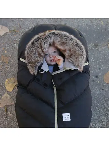 7AM Baby's Faux Fur Car Seat Cocoon - Black - Size Newborn | Thumbnail 6 7AM Baby's Faux Fur Car Seat Cocoon - Black - Size Newborn | Thumbnail 6