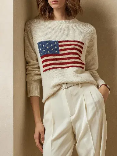 Ralph Lauren Collection Women's American Flag Cashmere Sweater | Thumbnail 2 Ralph Lauren Collection Women's American Flag Cashmere Sweater | Thumbnail 2