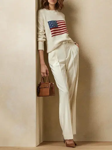 Ralph Lauren Collection Women's American Flag Cashmere Sweater | Thumbnail 4 Ralph Lauren Collection Women's American Flag Cashmere Sweater | Thumbnail 4
