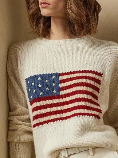 Ralph Lauren Collection Women's American Flag Cashmere Sweater | Thumbnail 5 Ralph Lauren Collection Women's American Flag Cashmere Sweater | Thumbnail 5