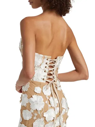 Bronx and Banco Women's Jasmine Floral Appliqué Mermaid Gown - White | Thumbnail 6
