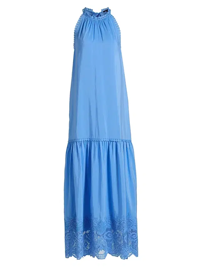 Kobi Halperin Women's Teri Halter Lace-Trim Tiered Maxi Dress - Sky Blue