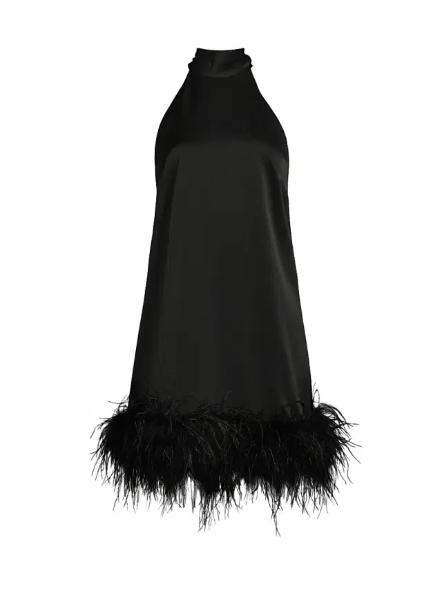Ungaro Women's ONLY AT SAKS. Sari Feather-Trim Minidress - Black